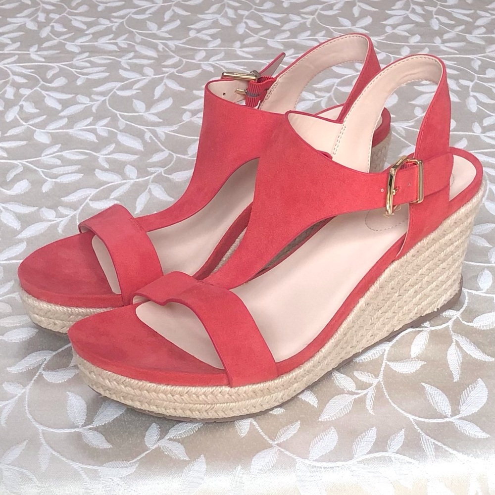 🆕 Reaction Kenneth Cole Womens Espadrille Wedge Sandals Size 10 Salmon Orange